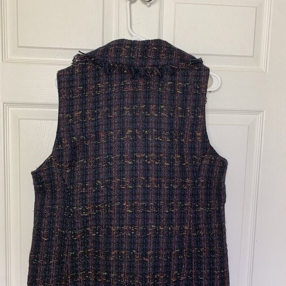 Chico’s Elongated Shimmer Fringe Tweed Vest Multicolor Chico's Size 2 (12-14) - Picture 7 of 13